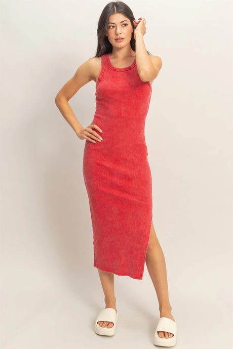 Acid Washed Ribbed Midi Tank Dress – Niftycure